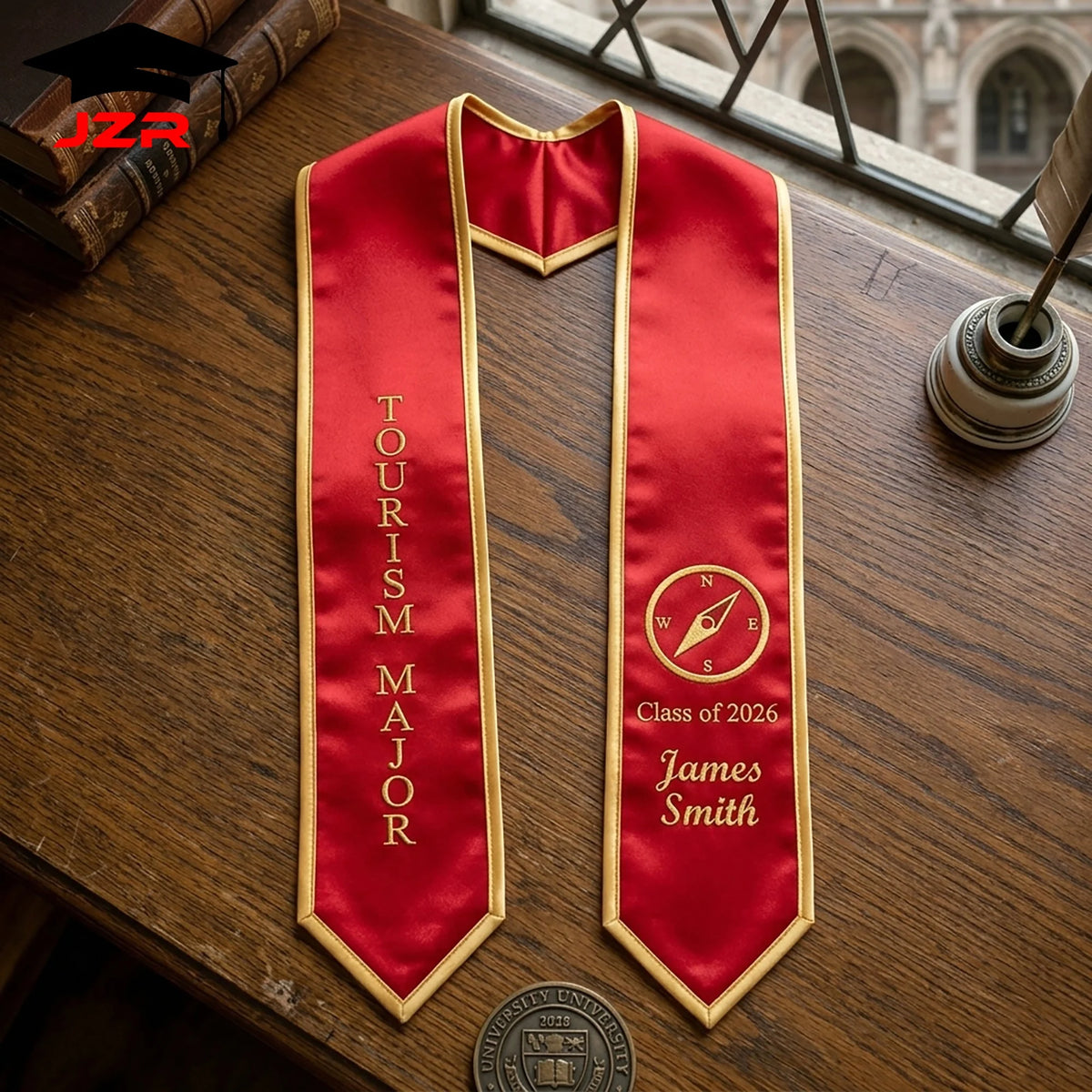 School Cooperative Supplier Graduation Stole Custom Vivid Printing Exquisite Embroidery Bulk Order
