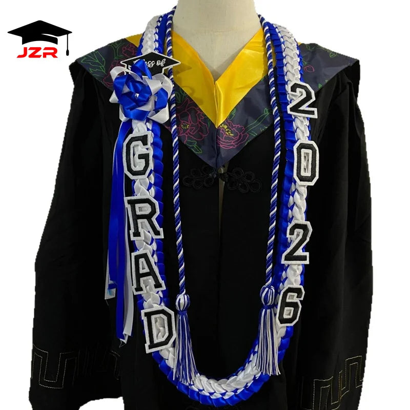 Custom 2026 Handmade Colorful Honor Rope Graduation Ribbon 120cm Wreath Weaving Leis Braided Necklace