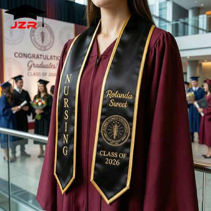 Factory Direct Custom Graduation Shawl Low MOQ Custom Text Embroidery & Printing for School Events