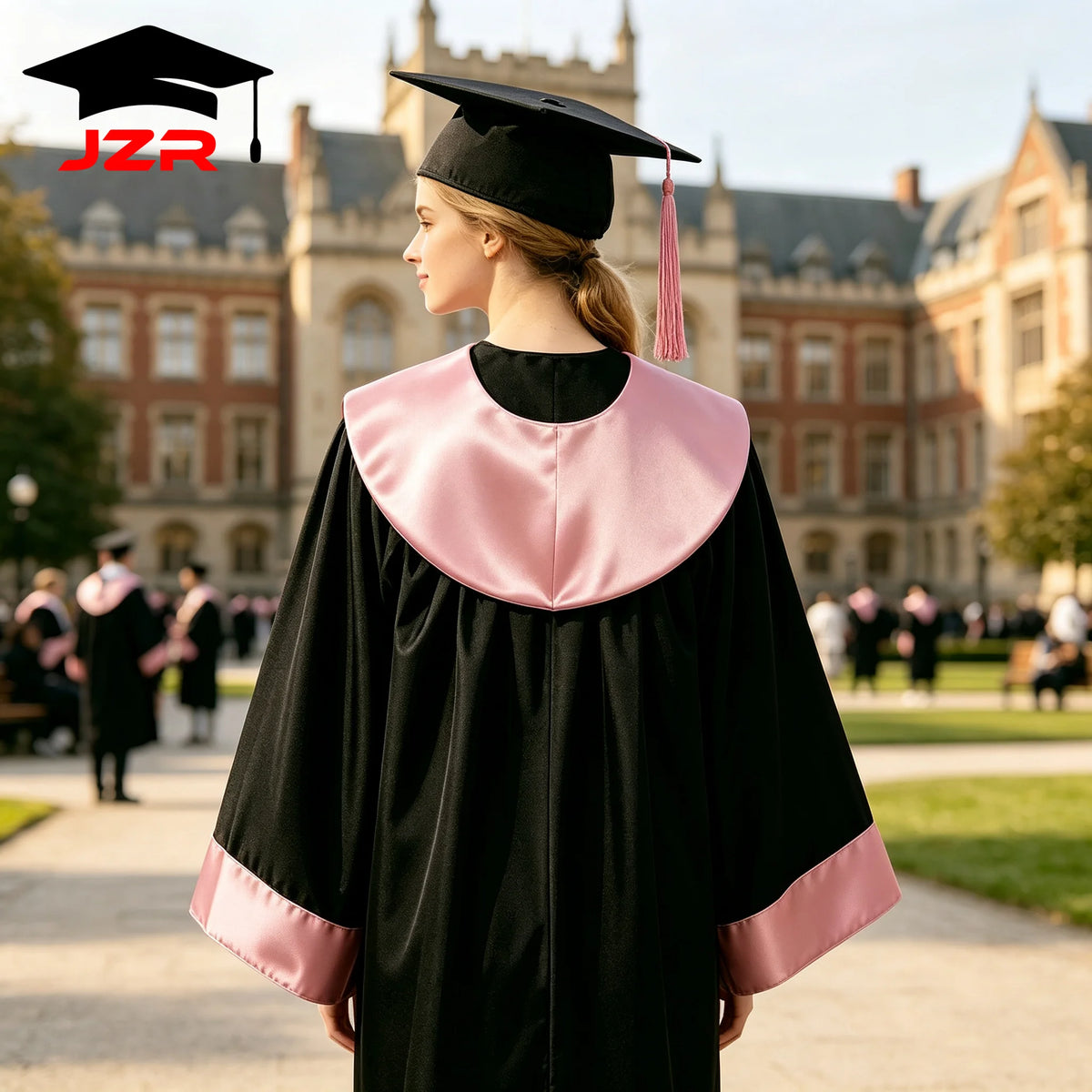 Satin Trim Spliced Hood Bachelor Gown New Model, University Commencement Robe Custom Available