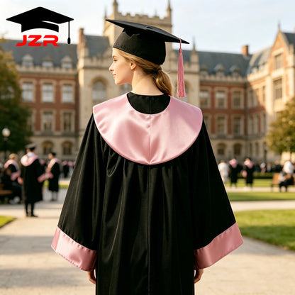 Satin Trim Spliced Hood Bachelor Gown New Model, University Commencement Robe Custom Available