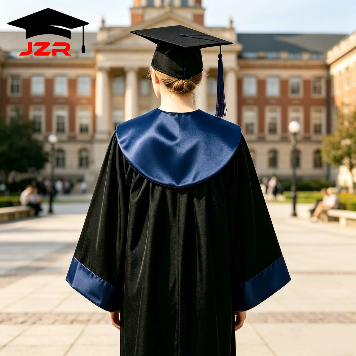 New Style Bachelor Gown With Satin Spliced Hood, Durable Graduation Robe for College Bulk Order