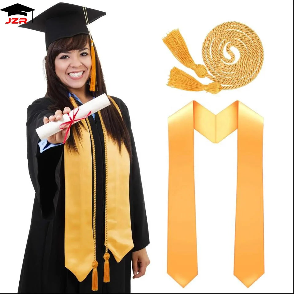 2026 Factory Custom Wholesale Bachelor Graduation Gowns Adult US Style Graduation Gown and Cap with Golden Stole & Honor Cord