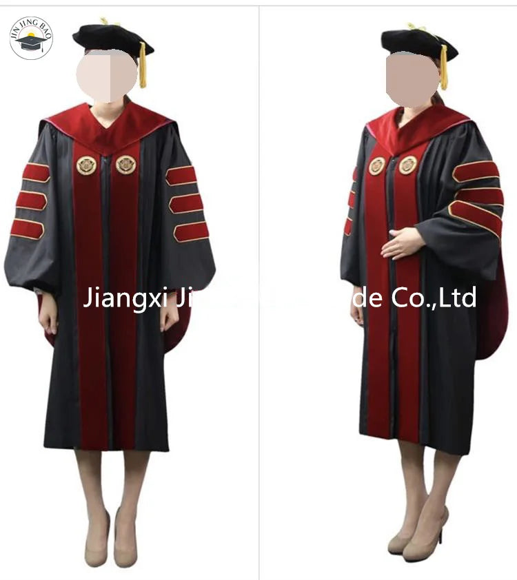 Wholesale Matte Doctoral Graduation Gown High Quality Customized PHD University Graduation Gown
