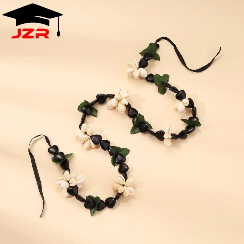 Hot Selling Fashion Artificial Acrylic Kukui Nut Lei Cowrie Shell Beads Lei for Graduation Polynesian Anniversary