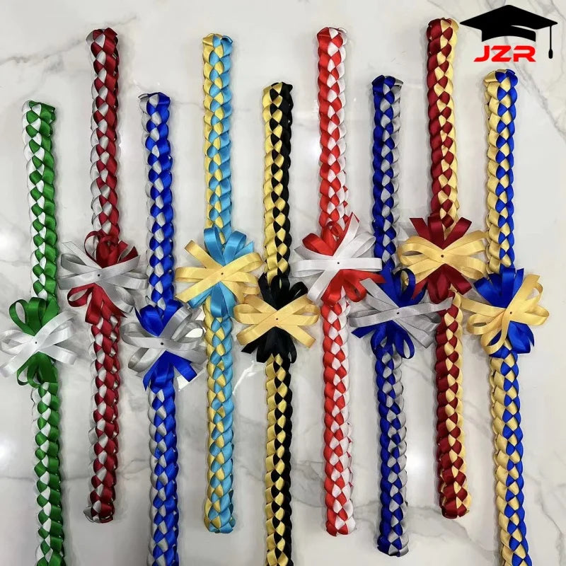 New Arrivals Double Braided Satin Lei Graduation Honor Ribbon Leis for College Students