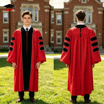 Deluxe Doctoral Graduation Robes PhD Graduation Gown for Graduation Ceremony