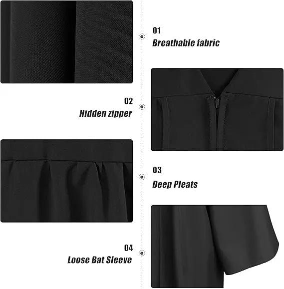2026 Wholesale Black Adult Matte Uniform Graduation Gown Classic Graduation Gowns With Cap Tassel and Year Charm
