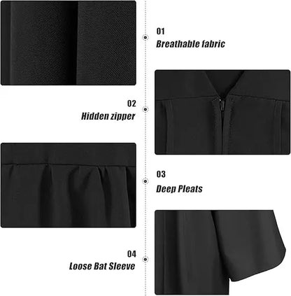 2026 Wholesale Black Adult Matte Uniform Graduation Gown Classic Graduation Gowns With Cap Tassel and Year Charm