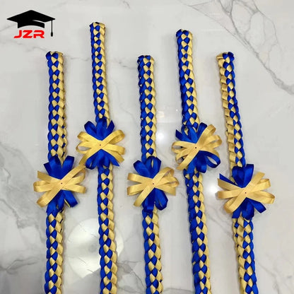 New Arrivals Double Braided Satin Lei Graduation Honor Ribbon Leis for College Students
