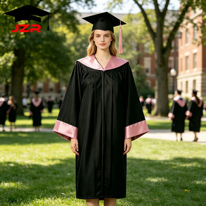 Satin Trim Spliced Hood Bachelor Gown New Model, University Commencement Robe Custom Available