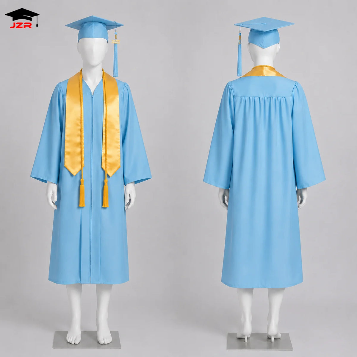 2026 New European American Style Academic Gowns Polyester Unisex Graduation Gown Cap Stole Honor Cord Sets Graduation Robe