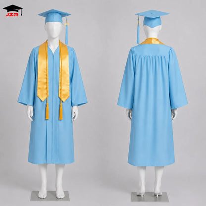 2026 New European American Style Academic Gowns Polyester Unisex Graduation Gown Cap Stole Honor Cord Sets Graduation Robe