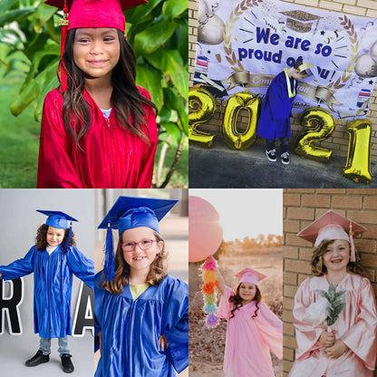 2025 Custom Shiny Maroon Graduation Uniform Kindergarten Graduation Gowns and Cap