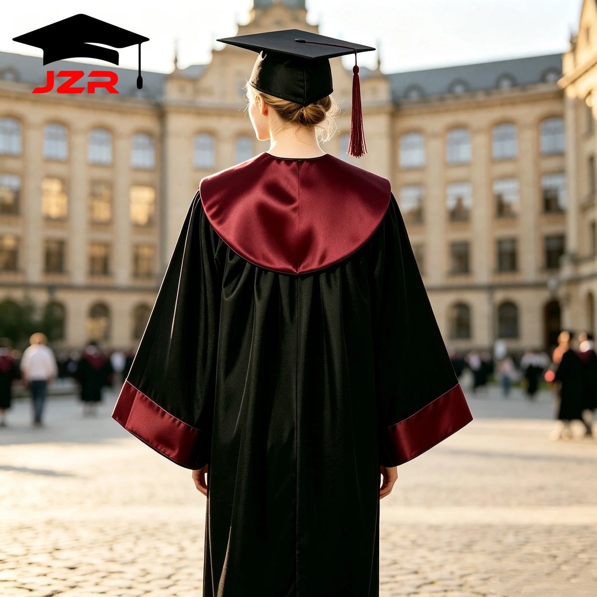 New Arrival College Bachelor Robe, Satin Spliced Decorative Hood Graduation Gown Bulk Shipment