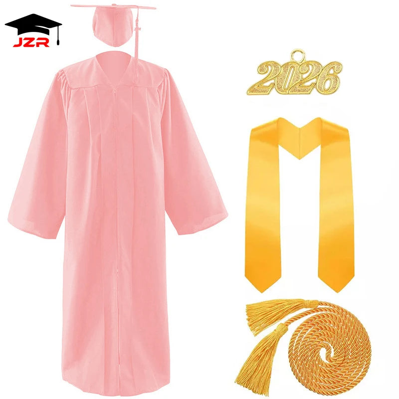 2026 Factory Custom Wholesale Bachelor Graduation Gowns Adult US Style Graduation Gown and Cap with Golden Stole & Honor Cord