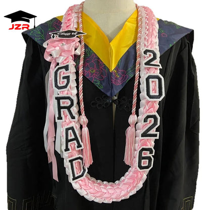 Fashion Graduation Lei Double Braided Satin Ribbon Senior Gift Polyester Graduation Leis Class of 2026