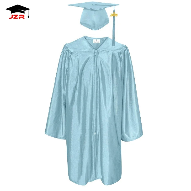 High Quality Shiny Color Preschool  Kids Royal Blue Kindergarten Graduation Gowns Primary School Graduation Uniform