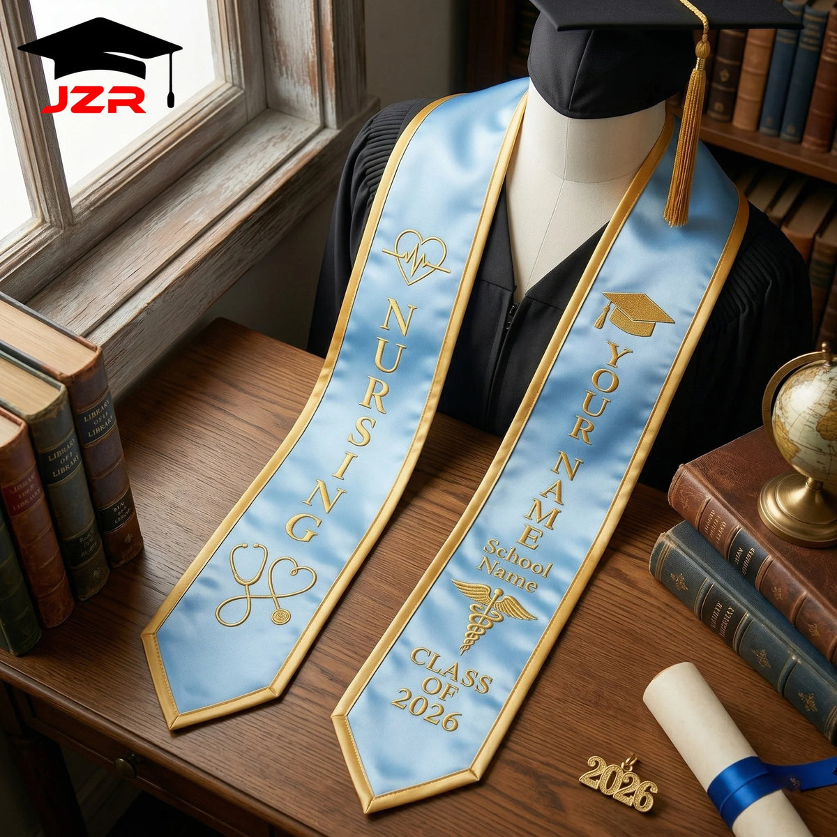Factory Wholesale Graduation Stole Custom Logo Text Print Embroidery Low Minimum Order for College