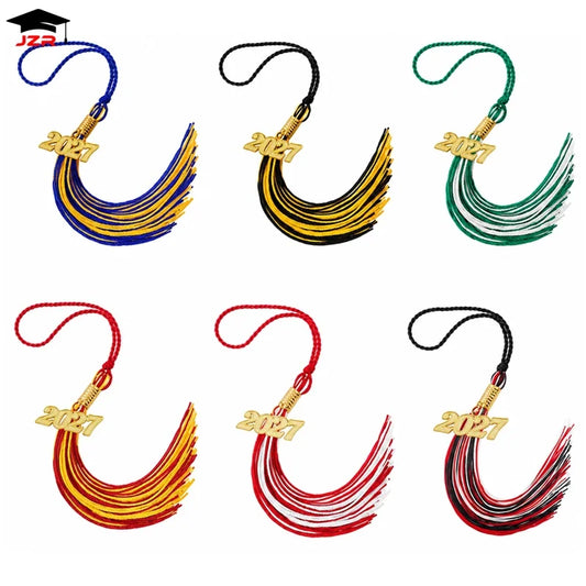 2027 Single & Multiple Color Graduation Cap Tassels with 2027 Year Charm for Grad Cap Ceremony Accessory Decoration