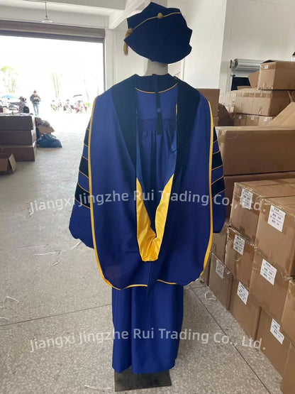 High Quality University Royal Blue Doctoral Graduation Gown for Graduation Ceremony PhD Gown