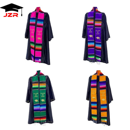 Graduation Souvenirs Multi Color Hot Sell Students Honor Kente Embroidered Graduation Stole Sashes Scarf