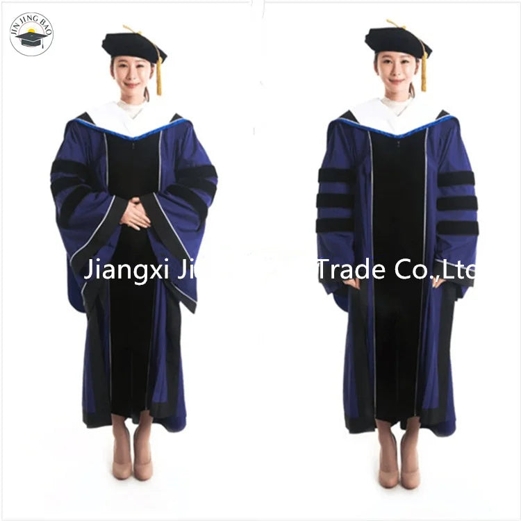 Wholesale Matte Doctoral Graduation Gown High Quality Customized PHD University Graduation Gown