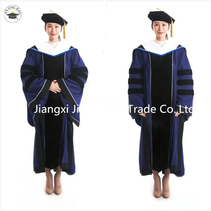 Wholesale Matte Doctoral Graduation Gown High Quality Customized PHD University Graduation Gown