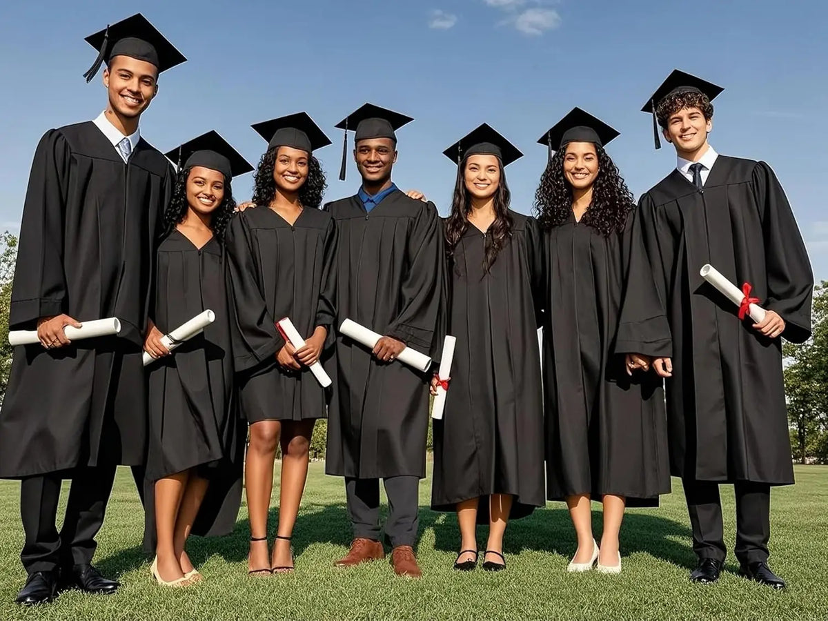2026 Factory Wholesale American University Black Graduation Gowns Hat Graduation Gown and Cap & Graduation Toga Set in Stock