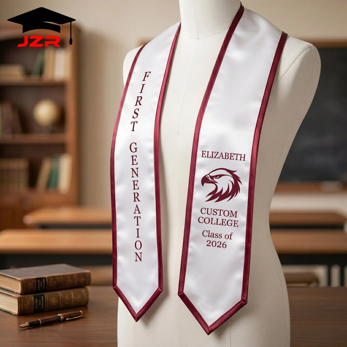 Graduation Shawl Stole Custom Name Logo Embroidery High Clear Printing Low MOQ Factory Direct