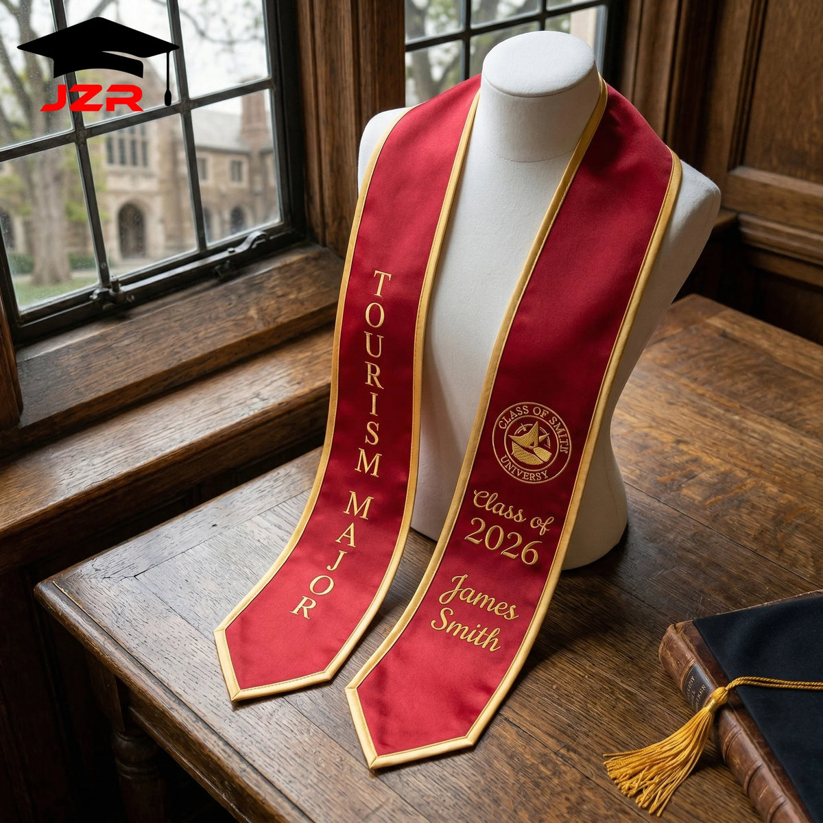 School Cooperative Supplier Graduation Stole Custom Vivid Printing Exquisite Embroidery Bulk Order