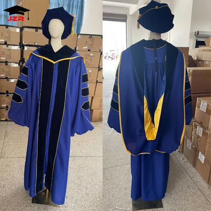 High Quality University Royal Blue Doctoral Graduation Gown for Graduation Ceremony PhD Gown