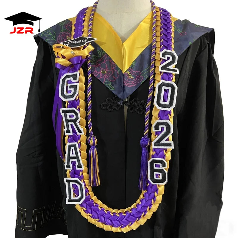 Fashion Graduation Lei Double Braided Satin Ribbon Senior Gift Polyester Graduation Leis Class of 2026