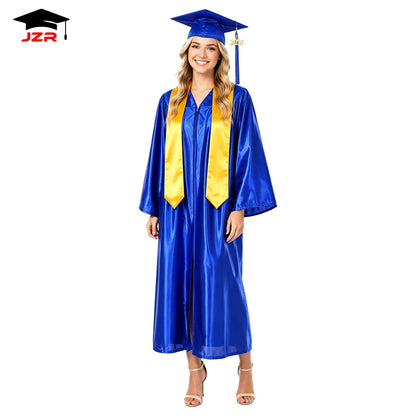 High Quality Shiny Graduation Robe Stole Adult Graduation Toga University Graduation Gown and Cap for Sale