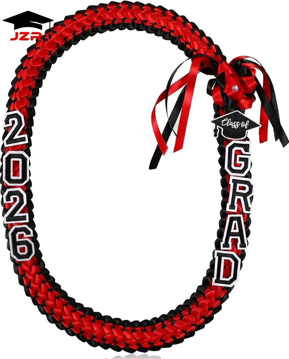 Graduation Leis Class of 2026 Grad Ribbon Double Braided Necklace Handmade Leis for Congrats Graduates Senior