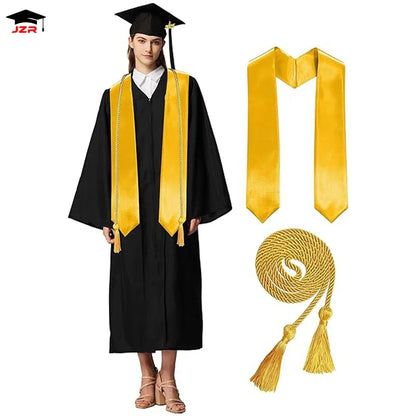 2026 Polyester Bachelor's Robe Set School Uniform University Graduation Degree Ceremony Graduation Gown Cap Stole Honor Cord